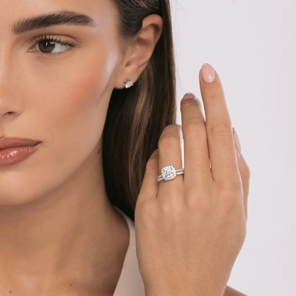 The Sterling Silver Iced Square Halo Ring