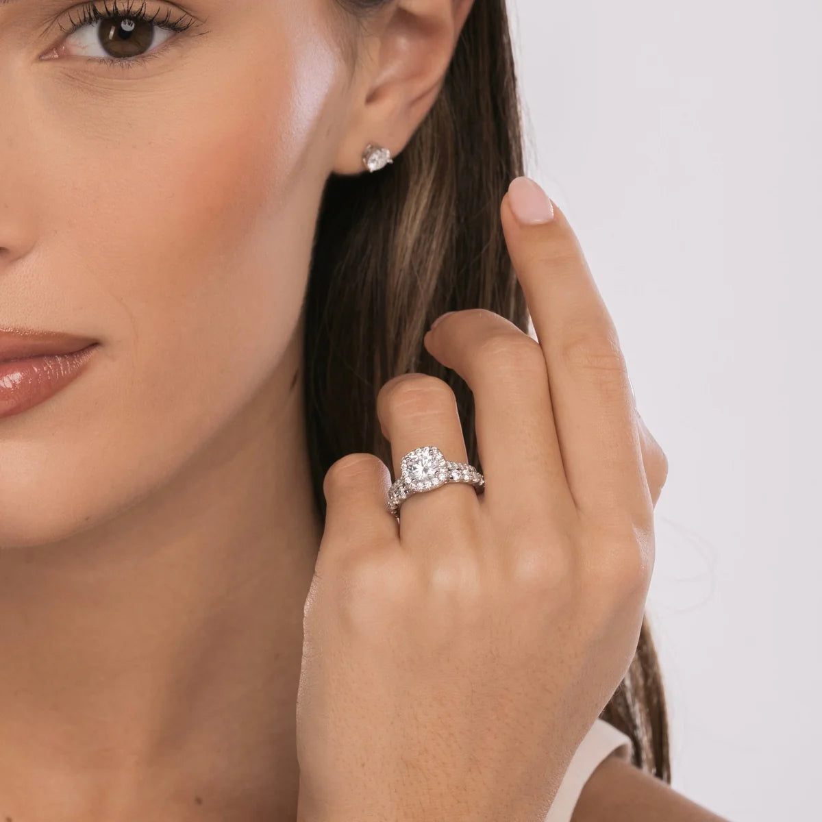 The Sterling Silver Iced Square Halo Ring
