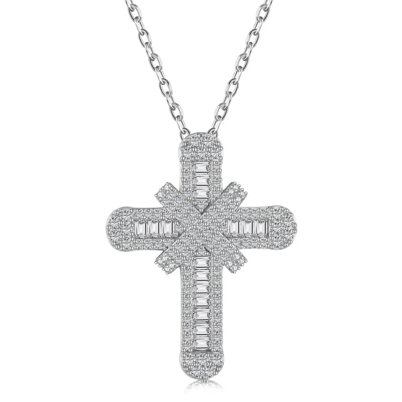 The Radiant Baguette Cross Necklace