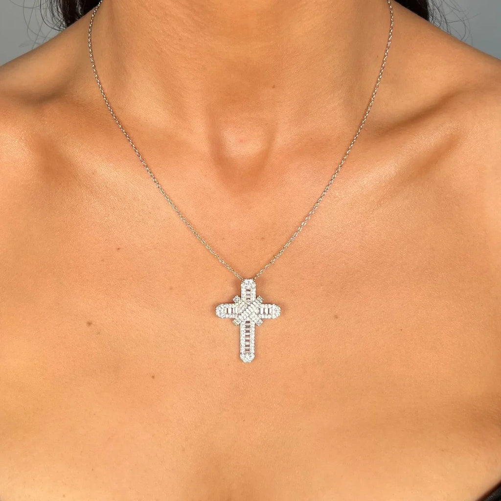 The Radiant Baguette Cross Necklace